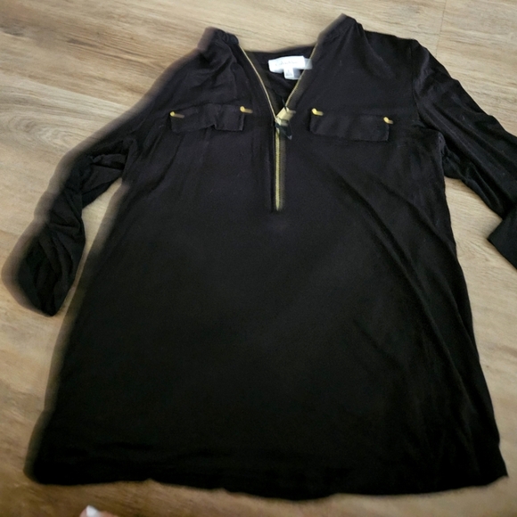 Calvin Klein Black Top with Gold Zipper Runs Large - Picture 1 of 2